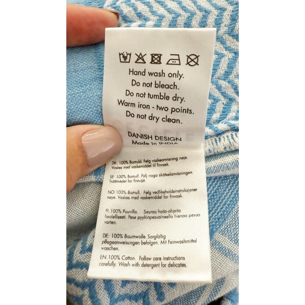 Cecilie Copenhagen Women's Teresa Cotton Shorts Resort Smocked Waist Blue White - Picture 11 of 11